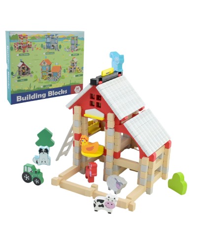 Конструктор «Ферма» на 36 деталей дерев'яний, у коробці 25х21х4,5 см