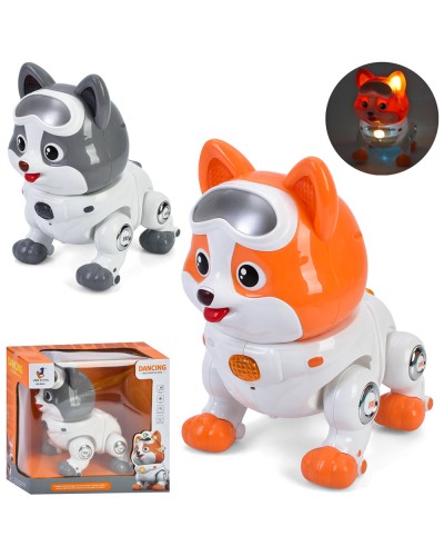 Песик19 см музичний зі світлом та звукома, ходить, на батарейках, в асортименті, у коробці 23,5х21,5х13,5 см