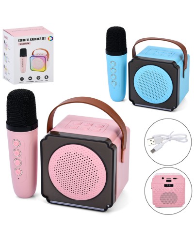 Колонка на акумуляторі зі світлом, Bluetooth, слотом TF, USB та мікрофоном, в асортименті, у коробці 11,5х15х10 см