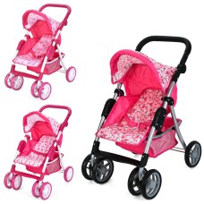 Коляска для ляльки 52,5x41x62,5 см металева прогулянкова з кошиком на 6 колесах, у коробці 52,5х33х113 см