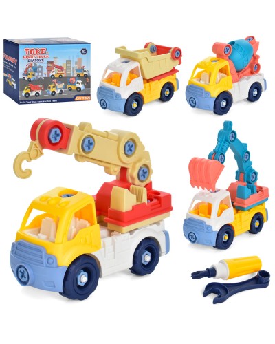 Конструктор «Будівельна техніка» 16 см на гвинтах з викруткою та ключем, в асортименті, у коробці 18,5х14,5х7,5 см