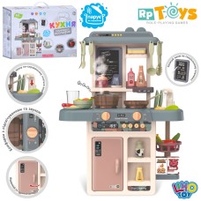 Диияча кухня 63х22х45,5 см на 42 предмети зі світлом,звком, паром та водою: посуд, продукти, на батарейці, у коробці 46х33х14 см.