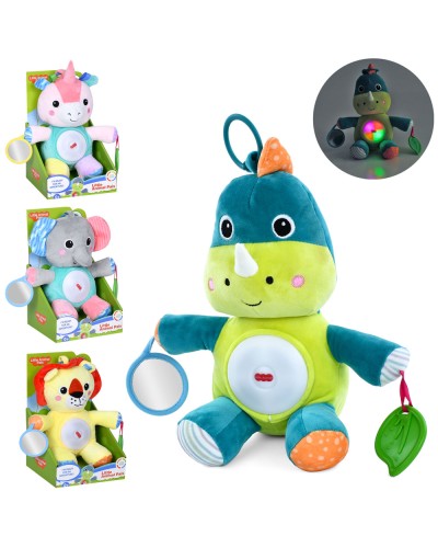 Підвіска на коляску/на ліжко «Тваринка» 36 см музична зі світлом, дзеркальцем, прорізувачем, плюшева, на батарейці, в асортименті, у коробці 17,5х28,5х16 см