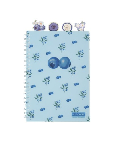 Зошит з роздільниками «ARABESKI» А5 на 80 аркушів у клітинку на спіалі збоку з пластиковою обкладинкою, TM Buromax