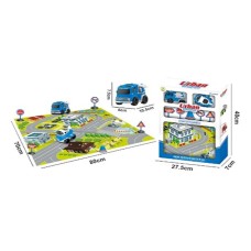 Килимок ігровий 70х80 см з 2 машинками по 10,5 см та дорожніми знаками, в коробці 40х27,5х7 см