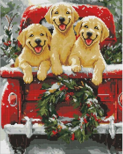 Набір з алмазною мозаїкою «Собача подорож» 40х50 см, ТМ Ідейка