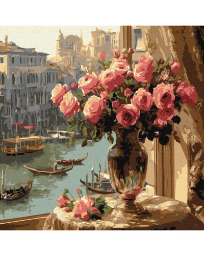 Картина за номерами «Троянди у Венеції» 40х40 см, ТМ Ідейка