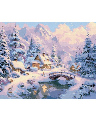 Картина за номерами «Зимовий затишок серед гір» 40х50 см, ТМ Ідейка