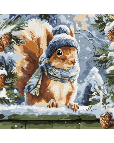 Картина за номерами «Зимова білочка» 40х40 см, ТМ Ідейка