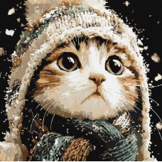 Картина за номерами «Сніговий котик» 40х40 см, ТМ Ідейка