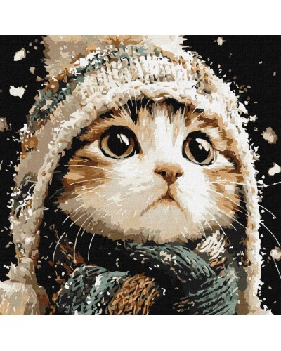 Картина за номерами «Сніговий котик» 40х40 см, ТМ Ідейка