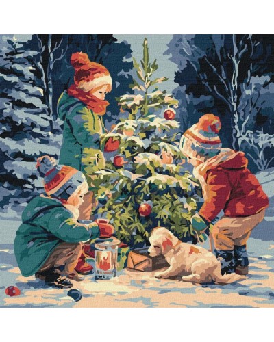 Картина за номерами «Ялинка дружби» 40х40 см, ТМ Ідейка