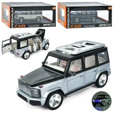 Джип 19 см 1:24 металевий інерційний зі звуком і світлом, дверима що відчиняються та гумовими колесами, на батарейці, в асортименті, у коробці 29х12,5х16,5 см, АвтоСвіт(