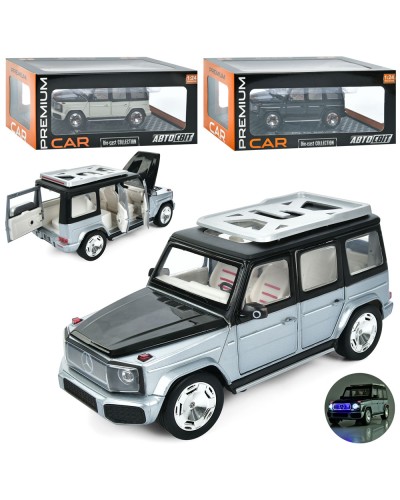 Джип 19 см 1:24 металевий інерційний зі звуком і світлом, дверима що відчиняються та гумовими колесами, на батарейці, в асортименті, у коробці 29х12,5х16,5 см, АвтоСвіт(