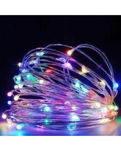 Гірлянда «Роса» 10 м на 100 LED-лампочок з 8 режимами та USB, кольорова