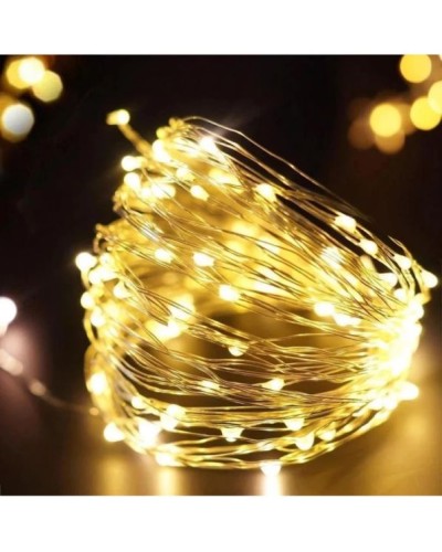 Гірлянда «Роса» 10 м на 100 LED-лампочок з 8 режимами та USB, тепле біле світло