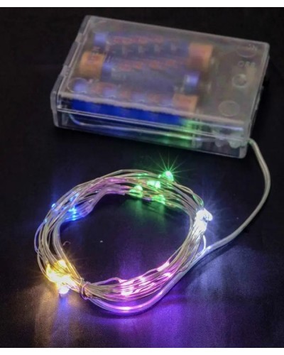 Гірлянда «Роса» 5 м на 50 LED-лампочок з USB та батарейками, кольорова