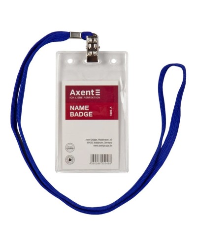 Бейдж на шнурку вертикальний 5,5х8,7 см прозорий, ТМ Axent