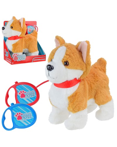 Коргі 22 см на повідку, гавкає, ходить, виляє хвостом, на батарейці, у коробці 22х13х28.5 см