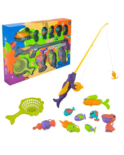 Рибалка магнітна: вудка, 8 рибок та сачок, у коробці 41х6х27 см