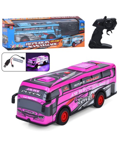 Автобус 28 см 1:16 р/к на акумуляторі 2,4 G музичний зісвітлом, корпусом не б'ється, гумовими колесами та USB, в асортименті, у коробці 39,5х14х10 см