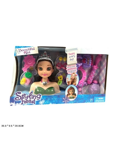 Лялька-манекен для зачісок з аксесуарами для волосся, у коробці 35х8,5х20 см