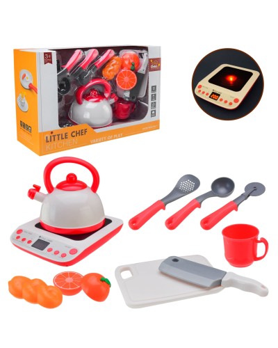 Набір посуду: плита, чайник, продукти та аксесуари, у коробці 25х39х19 см
