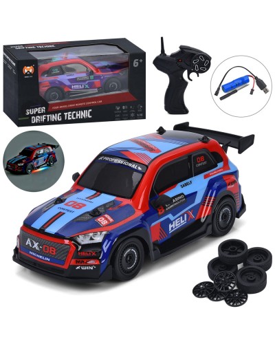 Машина 26,5 см 1:16 на акумуляторі 2,4 ГГц і світлом, міцним корпусом, додатковими колесами, повним приводом та USB, в асортименті, у коробці 29,5х16х14 см