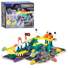 Гараж «Динозавр» 60,3х39,1х21 см 2-поверховий на 32 елементи з 5 машинками, на батарейці, у коробці 30х27,5х16,5 см