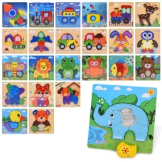 Пазли «Веселе асорті» дерев'яні, в асортименті, у пакеті 14,5х14,5х1 см