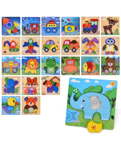 Пазли «Веселе асорті» дерев'яні, в асортименті, у пакеті 14,5х14,5х1 см