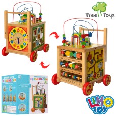 Центр розвиваючий дерев'яний: лабіринт, цифри, годинник, рахівниця, у коробці 28х29х33 см