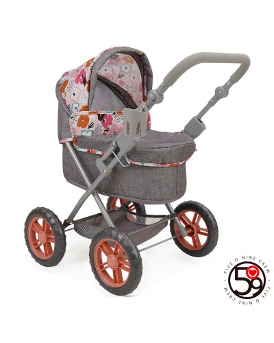 Коляска для ляльки 60х41х64 см металева класична з регульованою ручка EVA, люлькою 46х24 см, сумкою, підскляннником, у коробці 58х36х11 см.