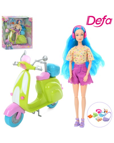 Лялька «DEFA» 29 см шарнірна з мотоциклом 26 см, сумочкою та аксесуарами, у коробці 30х32х10 см