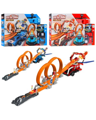 Трек 170х13х23 см на 53 деталі з машинкою, в асортименті, у коробці 40,5х30,5х9,5 см