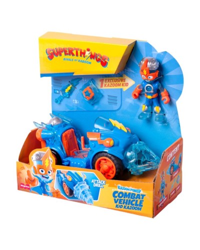 Ігровий набір SUPERTHINGS «Бойові Машини. Кід Казум» машинка 10х18х8 см та герой, у коробці 20х20х9 см