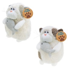 М'яка іграшка «Кіт з рибкою» 20 см, в асортименті