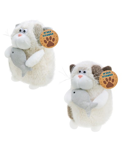 М'яка іграшка «Кіт з рибкою» 20 см, в асортименті