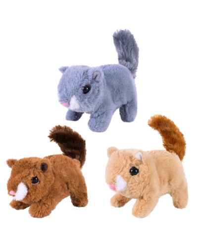 М'яка іграшка «Білка» 15х8х10 см інтерактивна зі звуком та рухомими деталями, ходить, в асортименті