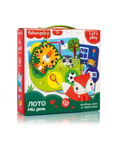 Гра настільна «Fisher Price.Лото. Мій день» з 4 гральних полів та 16 фішок, у коробці 21,5х6х21,5 см, ТМ Vlady Toys