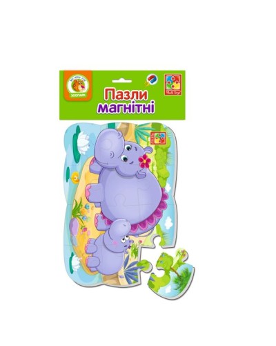 Пазли магнітні «Малюк зможе. Бегемотики» на 12 елементів, ТМ Vladi Toys