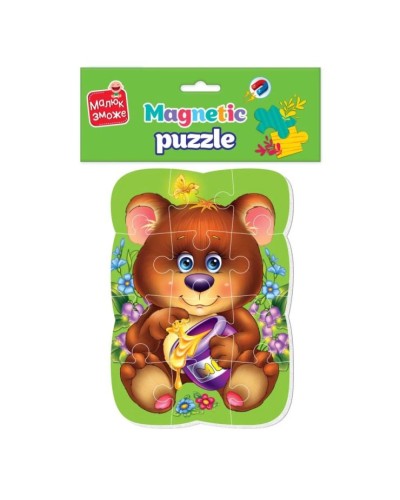 Пазли магнітні «Малюк зможе. Ведмедик» на 12 елементів, ТМ Vladi Toys