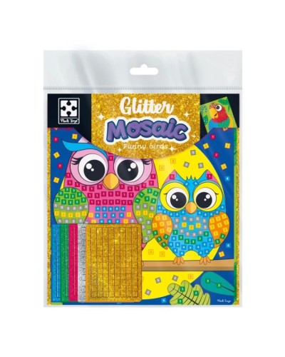 Набір для творчості «Сова та Папуга» на 2 поля та 5 аркушів з мозаїкою, у пакеті 21х23,5 см, ТМ Vladi Toys