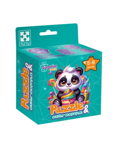 Пазли «Панда» на 180 елементів з сюрпризом, у коробці 11,5х5, 5х14 см, ТМ Vladi Toys