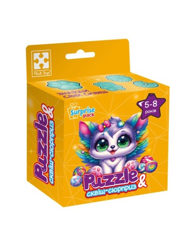 Пазли «Котеня з крилами» на 180 елементів з сюрпризом, у коробці 11,5х5, 5х14 см, ТМ Vladi Toys