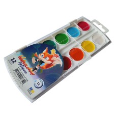 Набір акварельних фарб на 12 кольорів без пензлика, пластик,RUDIX