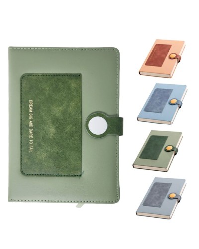 Блокнот А5 на 96 аркушів у клітинку з обкладинкою зі шкірзаму на магніті, в асортименті, TM Leader