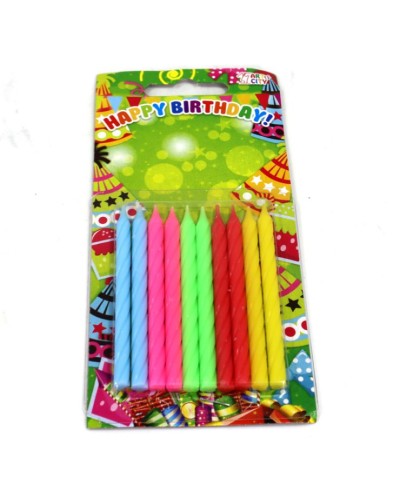 Свічки на торт «Асорті» 10 шт по 7 см спіральні, TM Leader