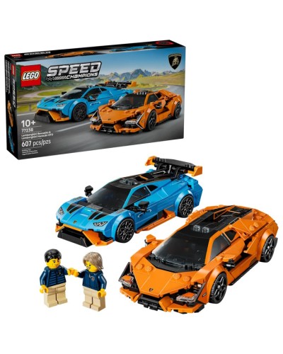 Конструктор «Lamborghini Revuelto та Huracan STO» на 607 детлей з фігуркми, у коробці 19х7х35 см, ТМ Lego