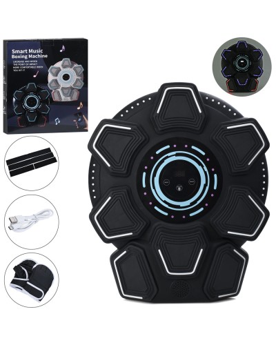 Боксерський набір зі сівілом та звуком: тренажер-мішень на 8 цілей 39х46,5х5,5 см на акумуляторі з електронним тамбло, у коробці 40х47х7 см